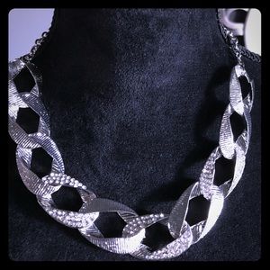 🆕 TuVous Large Ribbed Link CZ Pave Necklace NWT